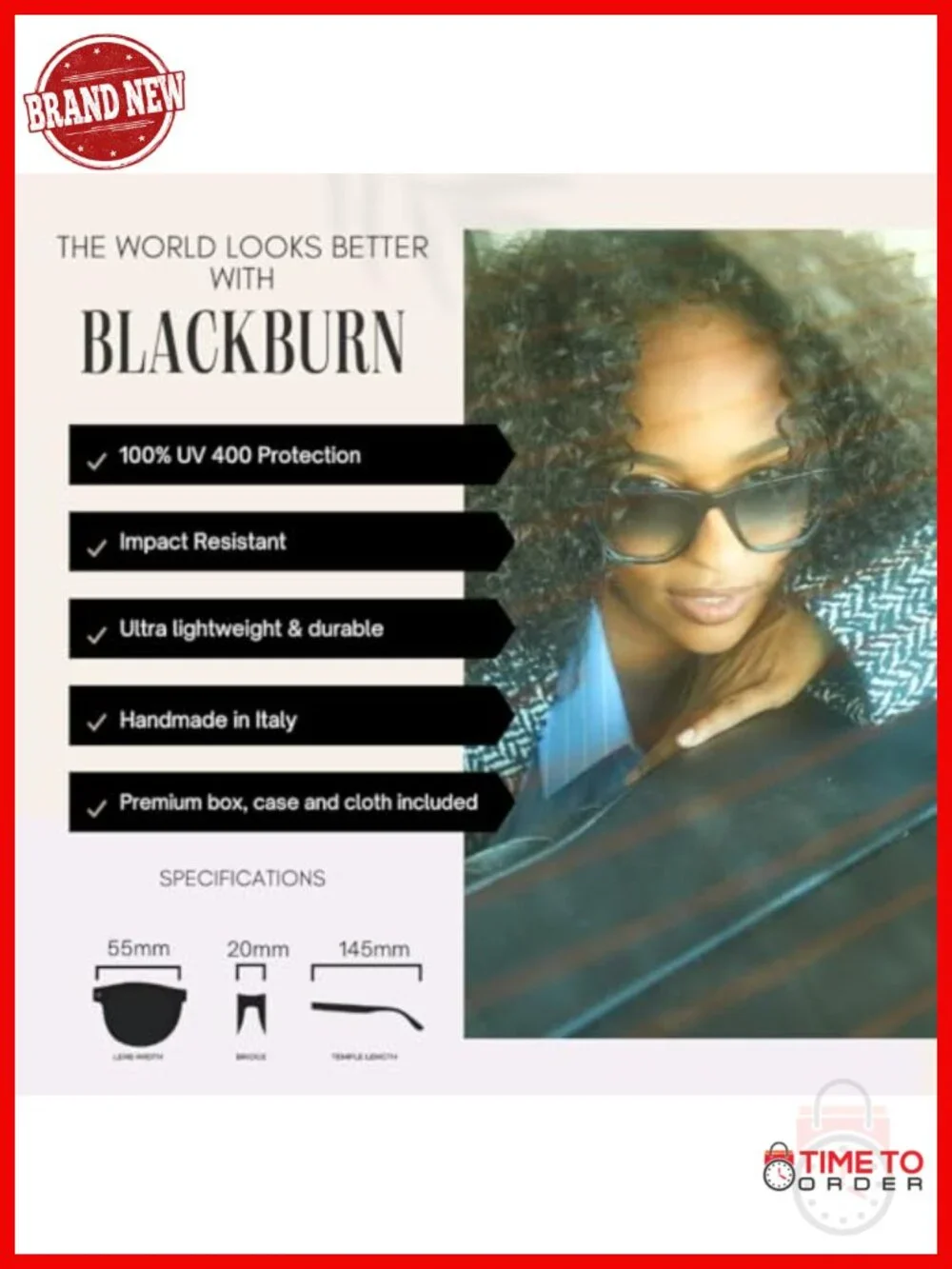 Italian-Crafted Square Wayfarer Sunglasses UV400 Protection Acetate Frame